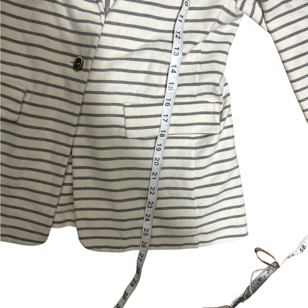 Anthropologie Striped Blazer Jacket Womens Large Black White Cotton preppy - Picture 8 of 9